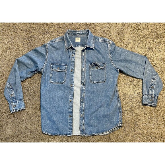 MENS OLD NAVY Workwear Blue DENIM JACKET Size Medium M Casual Collared Button - Picture 1 of 5